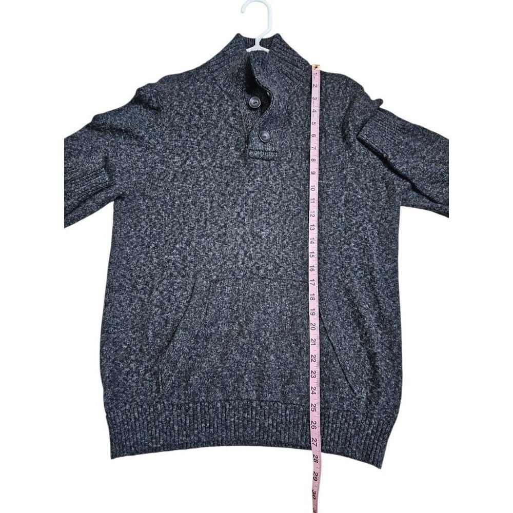 Abercrombie & Fitch Moose Sweater Mens XL Charcoal Heather Shawl Collar 3 Button - Picture 8 of 8